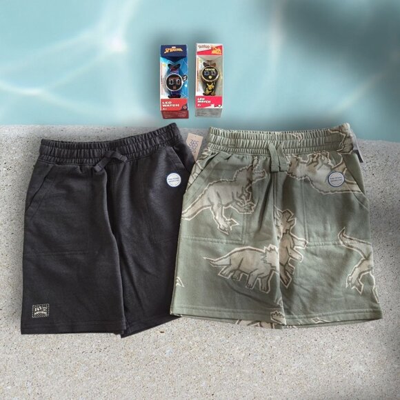 2 Pairs Boys French Terry Shorts Size 10 + Choice of One LED Watch- NWT - Bundle - Picture 1 of 9